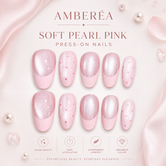 Pink Cat Eye Press On Nails | Blush French Tip Oval Nails