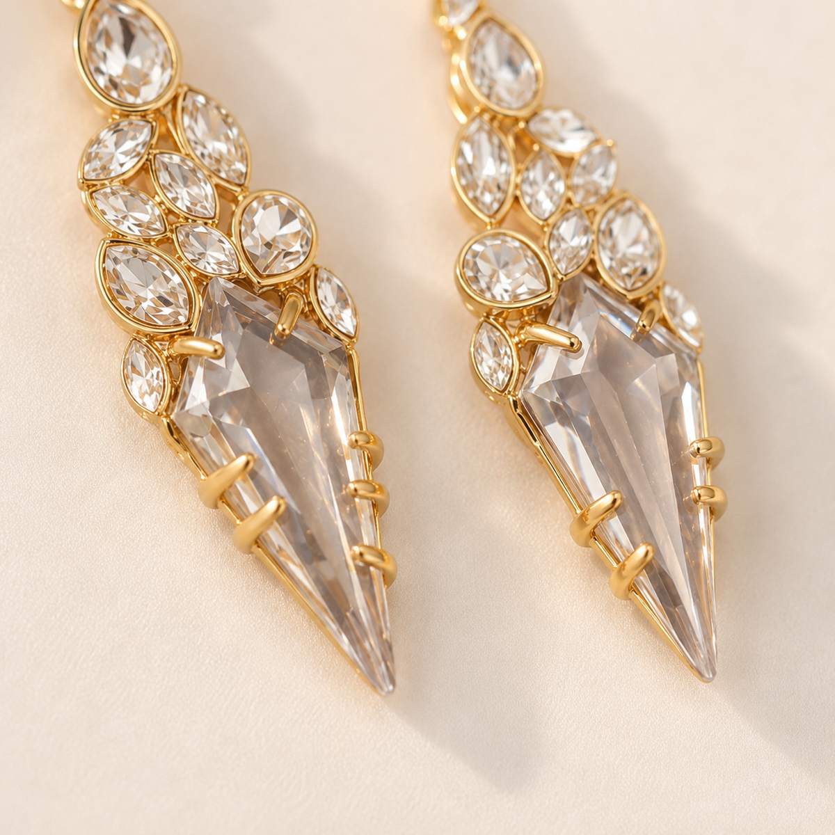 Crystal Chandelier Drop Earrings | Gold Bridal Statement Jewelry