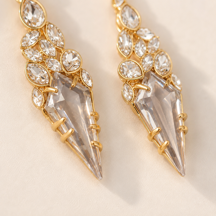 Crystal Chandelier Drop Earrings | Gold Bridal Statement Jewelry