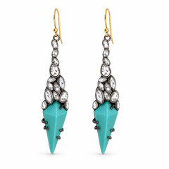 Turquoise Crystal Drop Earrings | Geometric Statement Jewelry