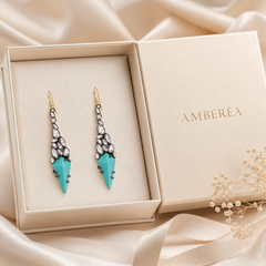 Turquoise Crystal Drop Earrings | Geometric Statement Jewelry