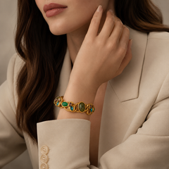 Gold Gemstone Chain Bracelet | Vintage Statement Bracelet for Women