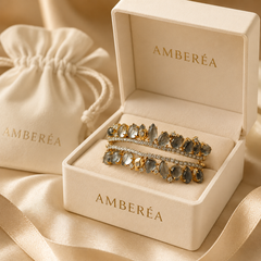 Grey Crystal Statement Bracelet | Gold Luxury Rhinestone Cuff Bracelet