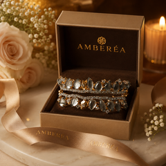 Grey Crystal Statement Bracelet | Gold Luxury Rhinestone Cuff Bracelet