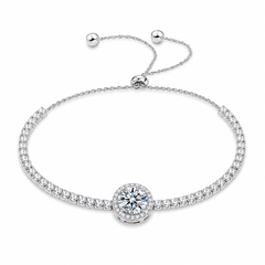 Moissanite Tennis Bracelet | Round Cut Halo Luxury Bracelet for Women – AMBERÉA