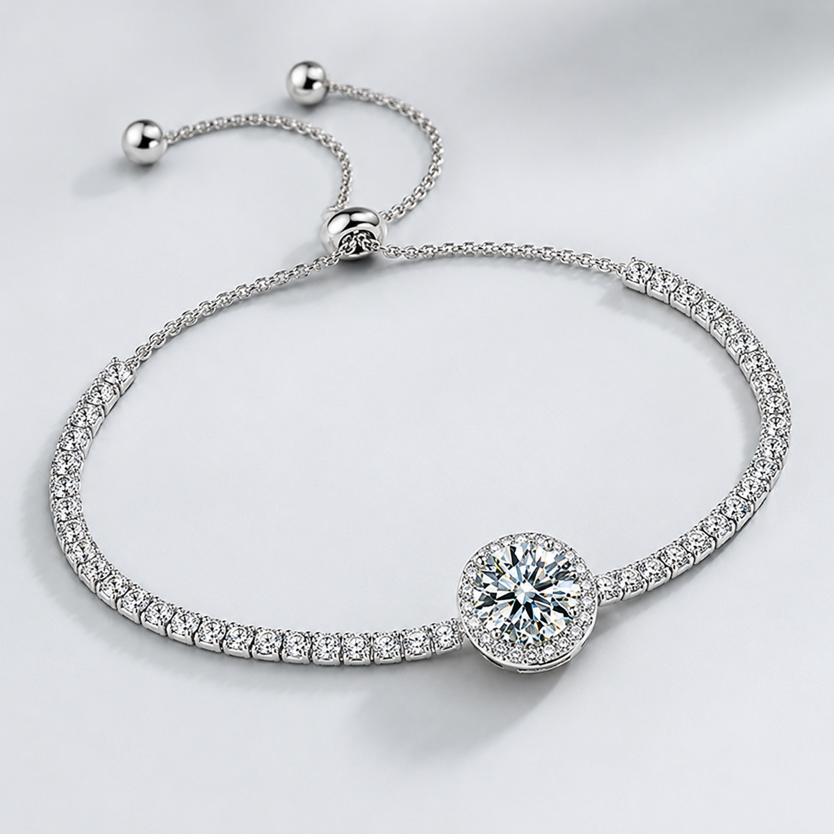 Moissanite Tennis Bracelet | Round Cut Halo Luxury Bracelet for Women – AMBERÉA