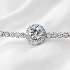 Moissanite Tennis Bracelet | Round Cut Halo Luxury Bracelet for Women – AMBERÉA