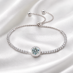 Moissanite Tennis Bracelet | Round Cut Halo Luxury Bracelet for Women – AMBERÉA