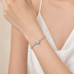 Moissanite Tennis Bracelet | Round Cut Halo Luxury Bracelet for Women – AMBERÉA