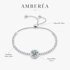 Moissanite Tennis Bracelet | Round Cut Halo Luxury Bracelet for Women – AMBERÉA