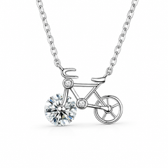 Moissanite Bicycle Necklace | Unique Bike Pendant Necklace with Sparkling Gemstone – AMBERÉA