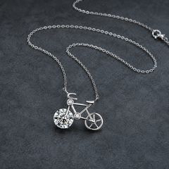 Moissanite Bicycle Necklace | Unique Bike Pendant Necklace with Sparkling Gemstone – AMBERÉA