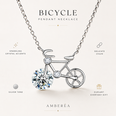 Moissanite Bicycle Necklace | Unique Bike Pendant Necklace with Sparkling Gemstone – AMBERÉA