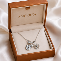 Moissanite Bicycle Necklace | Unique Bike Pendant Necklace with Sparkling Gemstone – AMBERÉA
