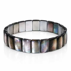 AMBERÉA Natural Black Mother of Pearl Bracelet | Elegant Shell Stretch Bracelet