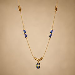 AMBERÉA Blue Lapis Pendant Necklace | Gold Starburst Luxury Necklace