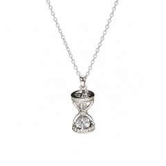AMBERÉA Moissanite Hourglass Necklace | Silver Crystal Pendant Jewelry