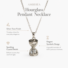AMBERÉA Moissanite Hourglass Necklace | Silver Crystal Pendant Jewelry