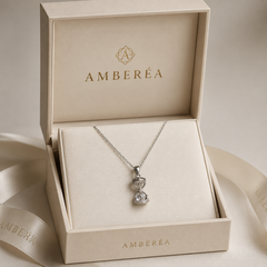 AMBERÉA Moissanite Hourglass Necklace | Silver Crystal Pendant Jewelry