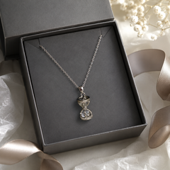 AMBERÉA Moissanite Hourglass Necklace | Silver Crystal Pendant Jewelry