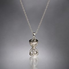 AMBERÉA Moissanite Hourglass Necklace | Silver Crystal Pendant Jewelry