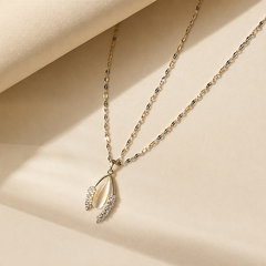 AMBERÉA Gold Teardrop Necklace | Pearl Crystal Pendant Jewelry