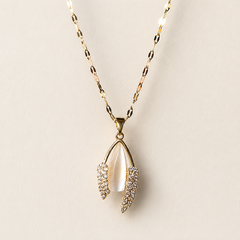 AMBERÉA Gold Teardrop Necklace | Pearl Crystal Pendant Jewelry