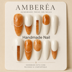 AMBERÉA Amber White Press On Nails | Luxury Nude Gel False Nails