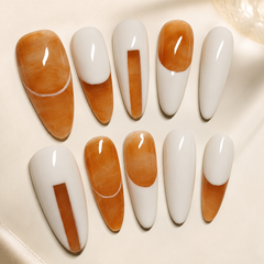 AMBERÉA Amber White Press On Nails | Luxury Nude Gel False Nails