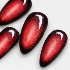 Ruby Red Cat Eye Press On Nails | Luxury Burgundy Gel False Nails – AMBERÉA