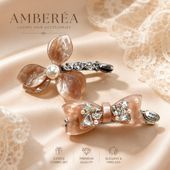 Luxury Crystal Pearl Hair Clips Set | Floral Rhinestone Barrettes for Women – AMBERÉA