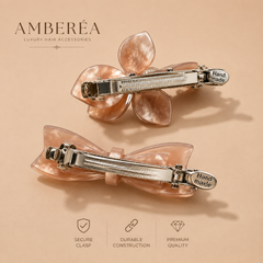 Luxury Crystal Pearl Hair Clips Set | Floral Rhinestone Barrettes for Women – AMBERÉA