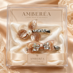 Luxury Crystal Pearl Hair Clips Set | Floral Rhinestone Barrettes for Women – AMBERÉA