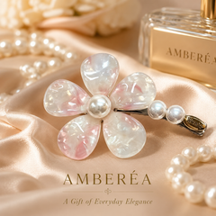Pink Iridescent Flower Hair Clip | Pearl Bridal Barrette – AMBERÉA