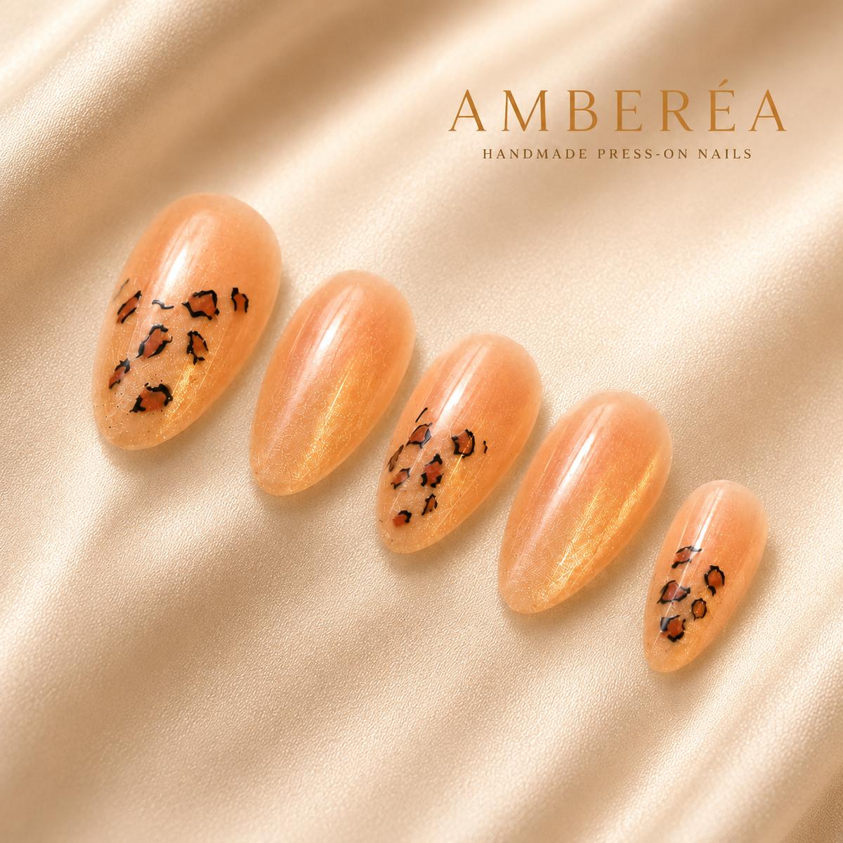 Peach Amber Leopard Cat Eye Press-On Nails