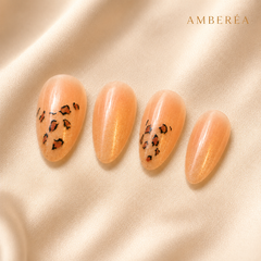 Peach Amber Leopard Cat Eye Press-On Nails