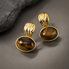 Tiger Eye Jewelry Set | Gold Necklace and Earrings Set for Women