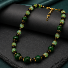 Green Jade Jewelry Set | Beaded Necklace and Earrings Set for Women