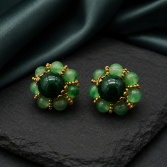 Green Jade Jewelry Set | Beaded Necklace and Earrings Set for Women