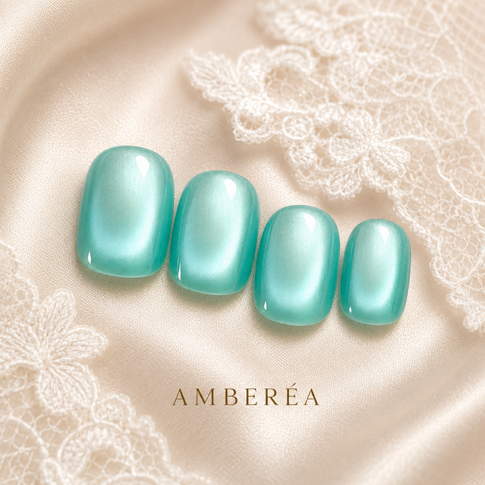 Mint Green Cat Eye Press On Nails | Handmade Reusable Press-On Nails