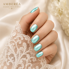 Mint Green Cat Eye Press On Nails | Handmade Reusable Press-On Nails