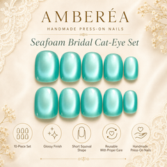 Mint Green Cat Eye Press On Nails | Handmade Reusable Press-On Nails