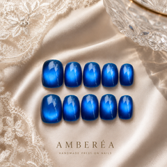 Royal Blue Cat Eye Press On Nails | Handmade Reusable Press-On Nails