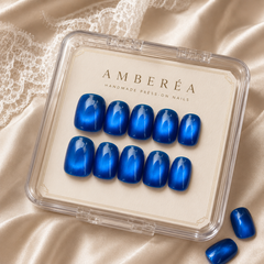 Royal Blue Cat Eye Press On Nails | Handmade Reusable Press-On Nails