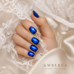 Royal Blue Cat Eye Press On Nails | Handmade Reusable Press-On Nails