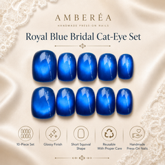 Royal Blue Cat Eye Press On Nails | Handmade Reusable Press-On Nails
