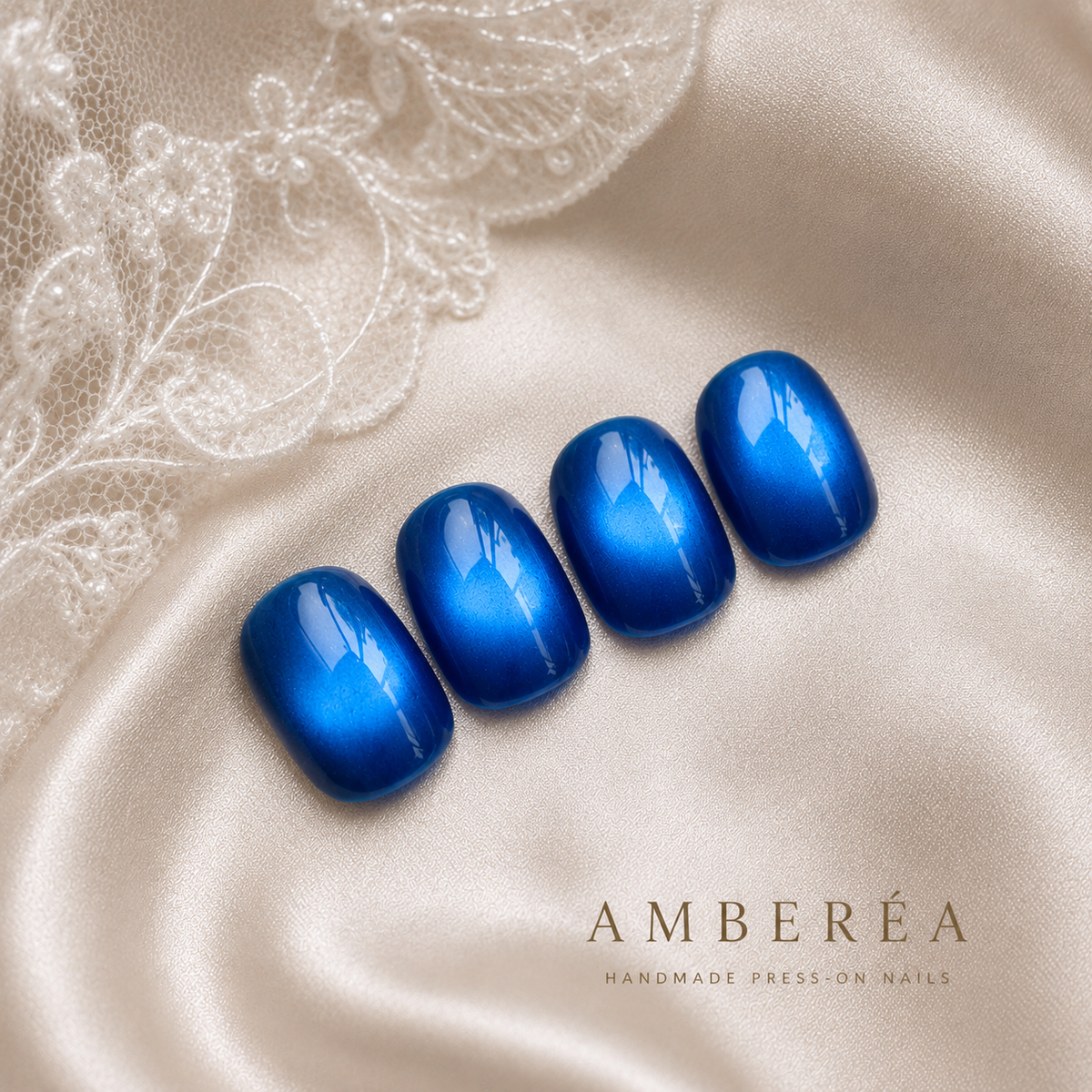 Royal Blue Cat Eye Press On Nails | Handmade Reusable Press-On Nails