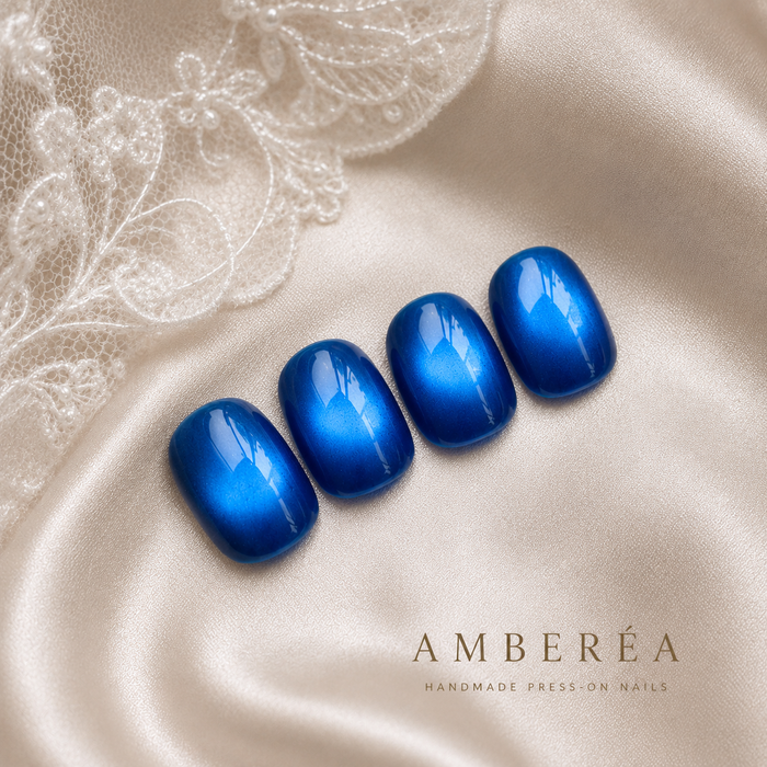 Royal Blue Cat Eye Press On Nails | Handmade Reusable Press-On Nails