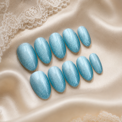 Blue Cat Eye Press On Nails | Handmade Bridal Press-On Nails