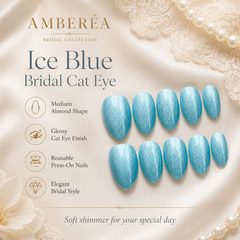 Blue Cat Eye Press On Nails | Handmade Bridal Press-On Nails